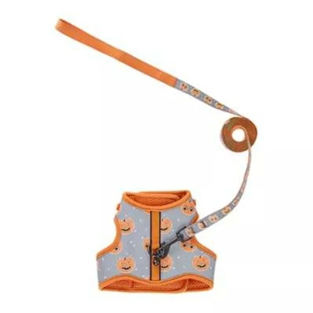 Thrills & Chills Reflective Cat Harness & Leash Set Pumpkin Halloween Costume‎